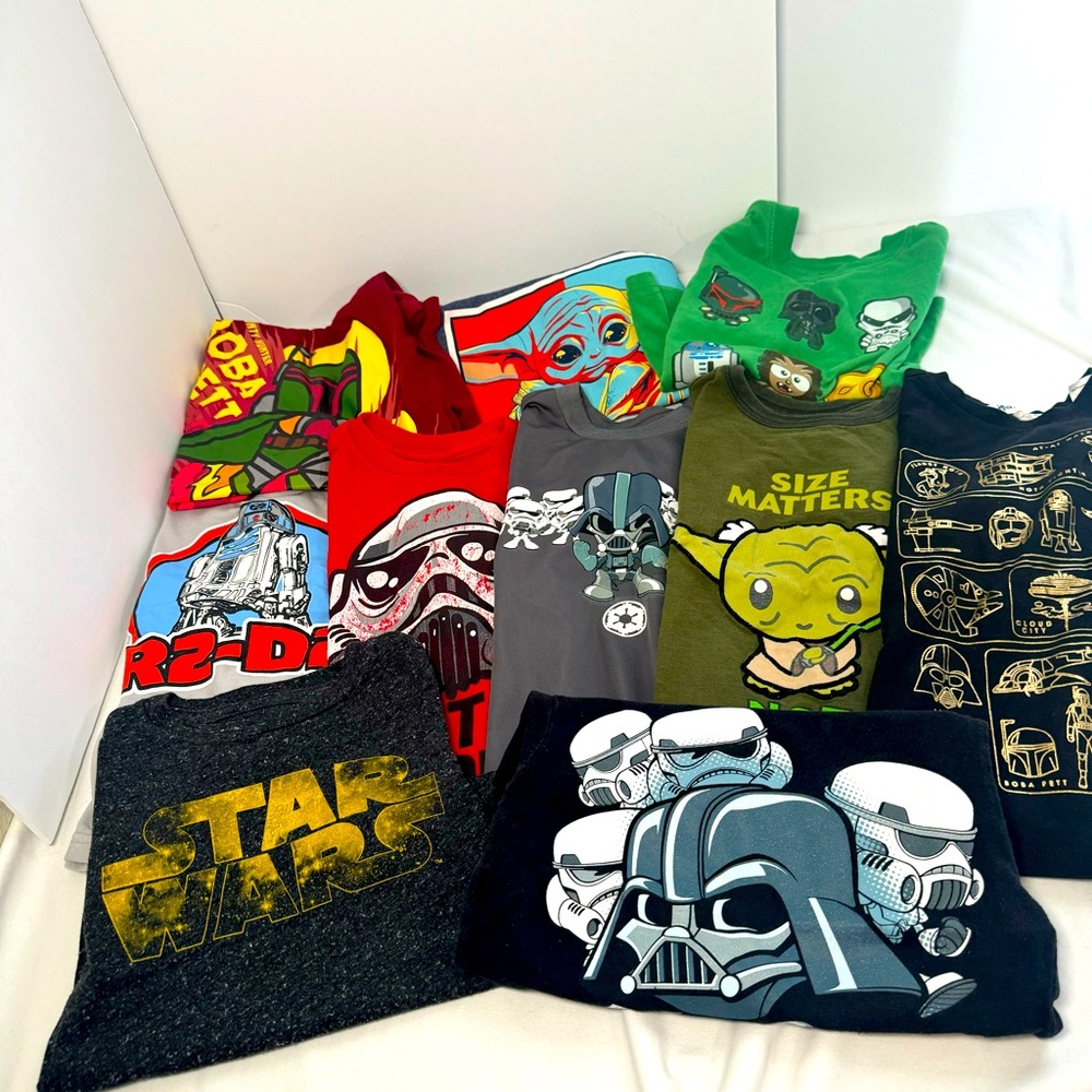 Star Wars collection 10pc shirt bundle, VARIOUS SIZES. Pls. check pics for sizes